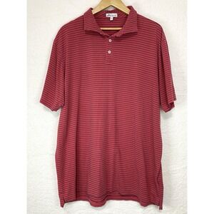 Peter Millar Mens XXL Red Striped Pima Cotton Tencel Polo Shirt